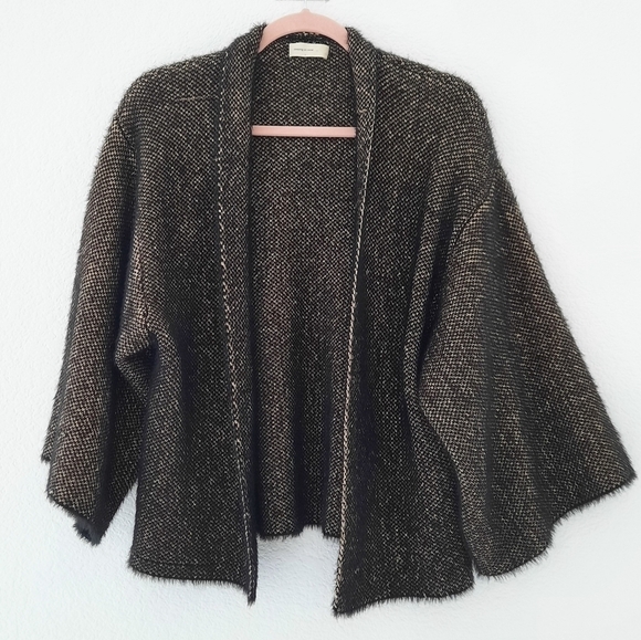 Anthropologie Sleeping On Snow Fuzzy Cropped Metallic Cardigan - Picture 2 of 6